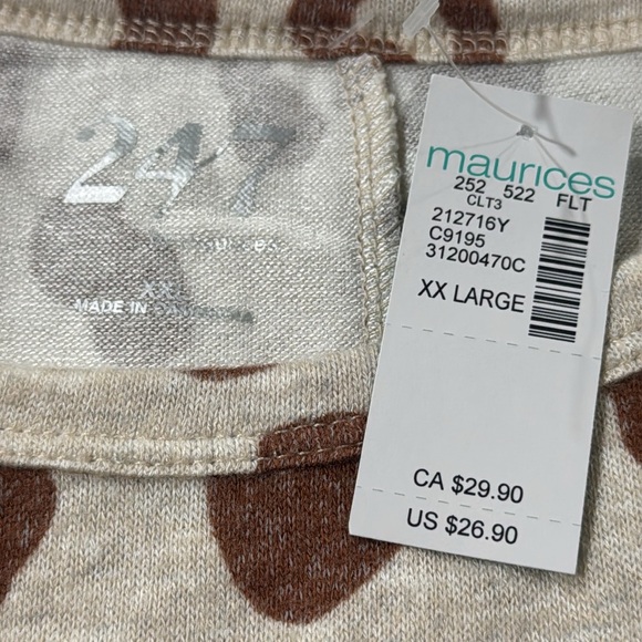 Leopard Print Women's Dolman Sleeve Top - Brown & Cream - Picture 2 of 5